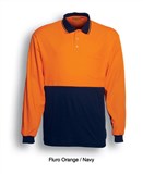 BOCINI UNISEX ADULT HI VIS POLYFACECOTTON BACK LONG SLEEVE COTTON BACK POLO